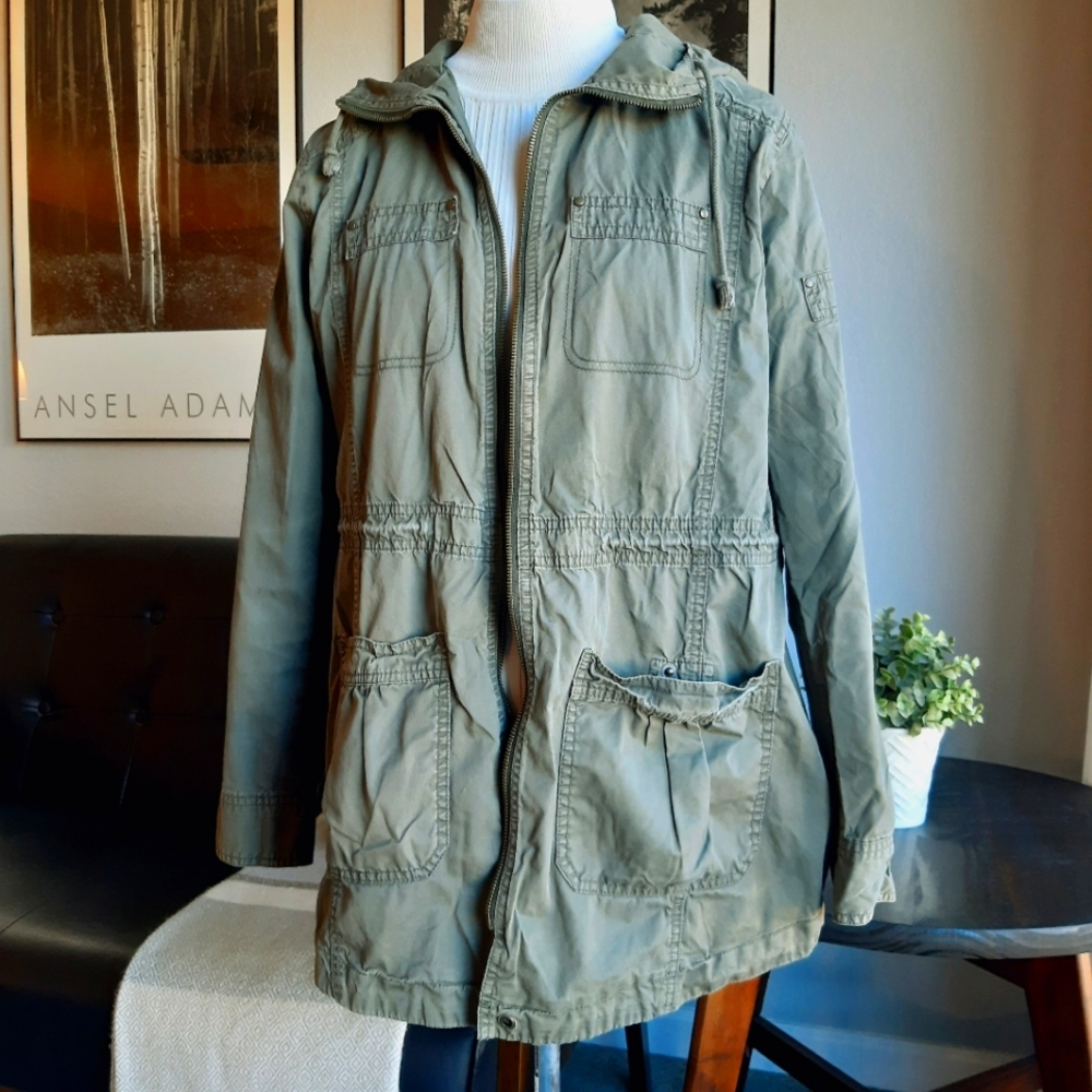Kenneth Cole Reaction Olive Green Cotton Utility Jacket Sz L
